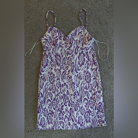 Zara Purple and White Design Thin Strap Dress - Picture 1 of 4